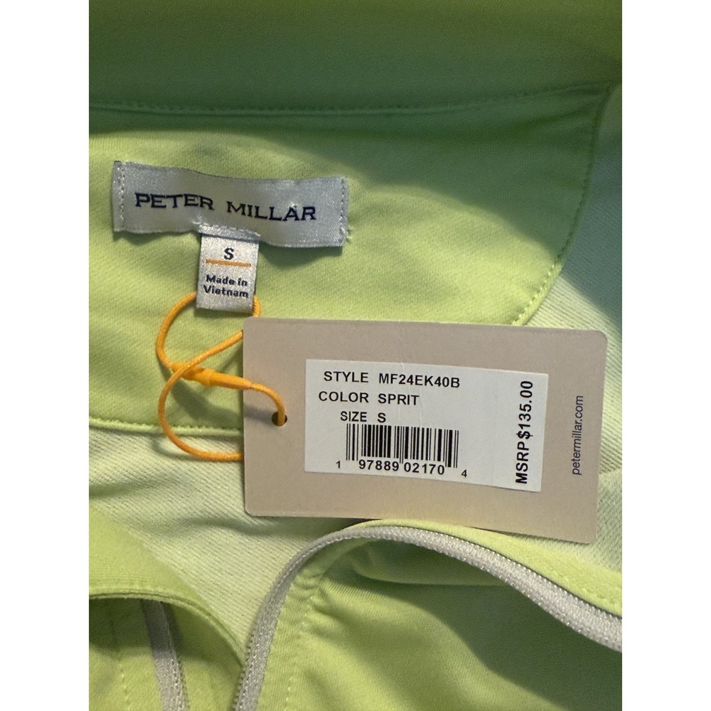 Peter Millar Mens S‎ Crown Sport Perth Melange Performance 1/4 Zip Yellow/Green - Picture 2 of 9